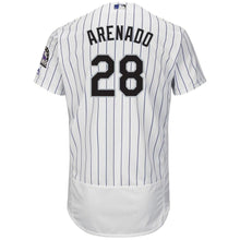 Load image into Gallery viewer, Nolan Arenado Colorado Rockies Majestic Home Flex Base Collection Player Jersey - White/Purple