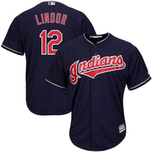 Load image into Gallery viewer, Francisco Lindor Cleveland Indians Majestic Alternate 2019 Cool Base Player Jersey – Scarlet/Navy