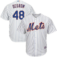 Load image into Gallery viewer, Jacob deGrom New York Mets Majestic Big &amp; Tall Official Cool Base Player Jersey - White/Royal