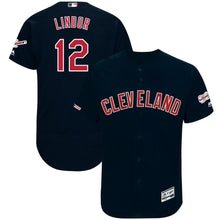 Load image into Gallery viewer, Francisco Lindor Cleveland Indians Majestic Alternate 2019 All-Star Game Patch Flex Base Player Jersey – Navy