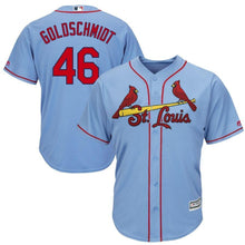 Load image into Gallery viewer, Paul Goldschmidt St. Louis Cardinals Majestic Alternate Official Cool Base Player Jersey – Light Blue/Cream