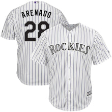 Load image into Gallery viewer, Nolan Arenado Colorado Rockies Majestic Home Official Cool Base Player Jersey - White/Purple